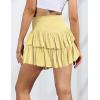 imageIDEALSANXUN Ruffle Mini Skirt for Women Smocked Waist A Line Cute Short Flowy SkirtYellow
