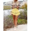 imageIDEALSANXUN Ruffle Mini Skirt for Women Smocked Waist A Line Cute Short Flowy SkirtYellow