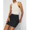 imageIDEALSANXUN Womens Cotton Linen Skirt High Waisted Summer Pencil Mini SkirtBlack