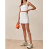 imageIDEALSANXUN Womens Cotton Linen Skirt High Waisted Summer Pencil Mini SkirtWhite
