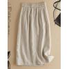 imageIDEALSANXUN Womens Cotton Linen Skirts Spring Summer A Line Midi Skirt with Pockets Beach Vacation ClothesBeige