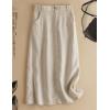 imageIDEALSANXUN Womens Cotton Linen Skirts Spring Summer A Line Midi Skirt with Pockets Beach Vacation ClothesBeige