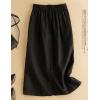 imageIDEALSANXUN Womens Cotton Linen Skirts Spring Summer A Line Midi Skirt with Pockets Beach Vacation ClothesBlack