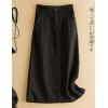 imageIDEALSANXUN Womens Cotton Linen Skirts Spring Summer A Line Midi Skirt with Pockets Beach Vacation ClothesBlack