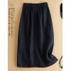 imageIDEALSANXUN Womens Cotton Linen Skirts Spring Summer A Line Midi Skirt with Pockets Beach Vacation ClothesNavy