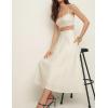 imageIDEALSANXUN Womens Cotton Linen Skirts Spring Summer A Line Pleated Maxi Midi Skirt with PocketsBeige