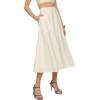 imageIDEALSANXUN Womens Cotton Linen Skirts Spring Summer A Line Pleated Maxi Midi Skirt with PocketsBeige