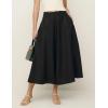 imageIDEALSANXUN Womens Cotton Linen Skirts Spring Summer A Line Pleated Maxi Midi Skirt with PocketsBlack
