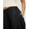 imageIDEALSANXUN Womens Cotton Linen Skirts Spring Summer A Line Pleated Maxi Midi Skirt with PocketsBlack