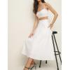 imageIDEALSANXUN Womens Cotton Linen Skirts Spring Summer A Line Pleated Maxi Midi Skirt with PocketsWhite