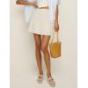 imageIDEALSANXUN Womens Cotton Linen Skirts Spring Summer High Waisted A Line Mini SkirtBeige