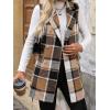 imageIDEALSANXUN Womens Double Breasted Plaid Vest Tops Fall Winter Sleeveless Blazer JacketsBrown