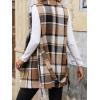 imageIDEALSANXUN Womens Double Breasted Plaid Vest Tops Fall Winter Sleeveless Blazer JacketsBrown