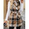 imageIDEALSANXUN Womens Double Breasted Plaid Vest Tops Fall Winter Sleeveless Blazer JacketsBrown