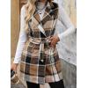 imageIDEALSANXUN Womens Double Breasted Plaid Vest Tops Fall Winter Sleeveless Blazer JacketsBrown