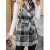 imageIDEALSANXUN Womens Double Breasted Plaid Vest Tops Fall Winter Sleeveless Blazer JacketsGrey