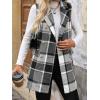 imageIDEALSANXUN Womens Double Breasted Plaid Vest Tops Fall Winter Sleeveless Blazer JacketsGrey