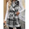 imageIDEALSANXUN Womens Double Breasted Plaid Vest Tops Fall Winter Sleeveless Blazer JacketsGrey
