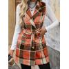 imageIDEALSANXUN Womens Double Breasted Plaid Vest Tops Fall Winter Sleeveless Blazer JacketsOrange