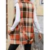 imageIDEALSANXUN Womens Double Breasted Plaid Vest Tops Fall Winter Sleeveless Blazer JacketsOrange