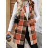 imageIDEALSANXUN Womens Double Breasted Plaid Vest Tops Fall Winter Sleeveless Blazer JacketsOrange