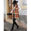 imageIDEALSANXUN Womens Double Breasted Plaid Vest Tops Fall Winter Sleeveless Blazer JacketsOrange