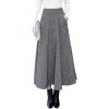imageIDEALSANXUN Womens Fall Winter High Waisted Wool Plaid Aline Long SkirtBlackwhite