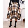 imageIDEALSANXUN Womens Fall Winter High Waisted Wool Plaid Aline Long SkirtPlaid Brown New