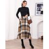 imageIDEALSANXUN Womens Fall Winter High Waisted Wool Plaid Aline Long SkirtPlaid Brown New