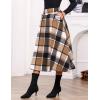 imageIDEALSANXUN Womens Fall Winter High Waisted Wool Plaid Aline Long SkirtPlaid Brown New