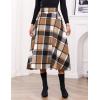 imageIDEALSANXUN Womens Fall Winter High Waisted Wool Plaid Aline Long SkirtPlaid Brown New