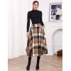 imageIDEALSANXUN Womens Fall Winter High Waisted Wool Plaid Aline Long SkirtPlaid Brown New