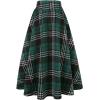 imageIDEALSANXUN Womens Fall Winter High Waisted Wool Plaid Aline Long SkirtPlaid Green 01