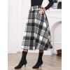 imageIDEALSANXUN Womens Fall Winter High Waisted Wool Plaid Aline Long SkirtPlaid Grey New