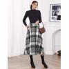 imageIDEALSANXUN Womens Fall Winter High Waisted Wool Plaid Aline Long SkirtPlaid Grey New