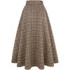 imageIDEALSANXUN Womens Fall Winter High Waisted Wool Plaid Aline Long SkirtPlaid Grid Coffee
