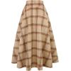 imageIDEALSANXUN Womens Fall Winter High Waisted Wool Plaid Aline Long SkirtPlaid Khaki