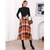 imageIDEALSANXUN Womens Fall Winter High Waisted Wool Plaid Aline Long SkirtPlaid Orange New