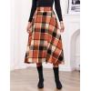 imageIDEALSANXUN Womens Fall Winter High Waisted Wool Plaid Aline Long SkirtPlaid Orange New