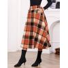 imageIDEALSANXUN Womens Fall Winter High Waisted Wool Plaid Aline Long SkirtPlaid Orange New
