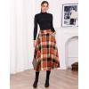 imageIDEALSANXUN Womens Fall Winter High Waisted Wool Plaid Aline Long SkirtPlaid Orange New