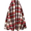 imageIDEALSANXUN Womens Fall Winter High Waisted Wool Plaid Aline Long SkirtPlaid Wine