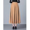 imageIDEALSANXUN Womens Fall Winter High Waisted Wool Plaid Aline Long SkirtPure Khaki
