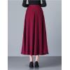 imageIDEALSANXUN Womens Fall Winter High Waisted Wool Plaid Aline Long SkirtPure Wine
