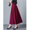 imageIDEALSANXUN Womens Fall Winter High Waisted Wool Plaid Aline Long SkirtPure Wine