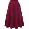 imageIDEALSANXUN Womens Fall Winter High Waisted Wool Plaid Aline Long SkirtPure Wine