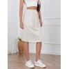 imageIDEALSANXUN Womens Linen Skirt Spring Summer High Elastic Waist Midi Skirt with PocketsBeige