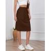 imageIDEALSANXUN Womens Linen Skirt Spring Summer High Elastic Waist Midi Skirt with PocketsCoffee