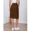 imageIDEALSANXUN Womens Linen Skirt Spring Summer High Elastic Waist Midi Skirt with PocketsCoffee