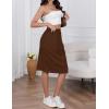 imageIDEALSANXUN Womens Linen Skirt Spring Summer High Elastic Waist Midi Skirt with PocketsCoffee